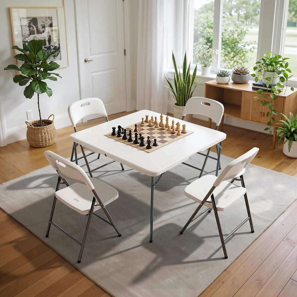 3 ft Square Folding Card Table, Portable Folding Table with Carrying Handle, ...