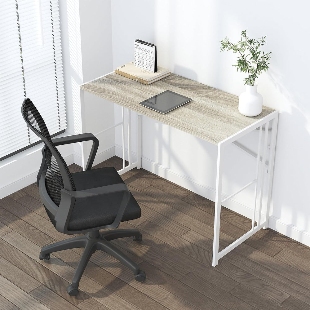 Lutown-Teen Folding Desk 40 inch No Assembly Required, Beige