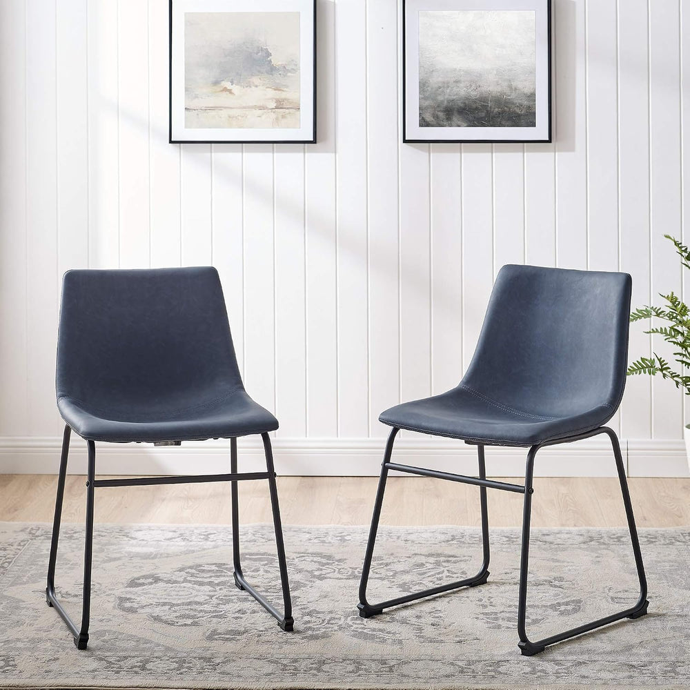 Walker Edison Douglas Urban Industrial Faux Leather Armless Dining Chairs, Se...