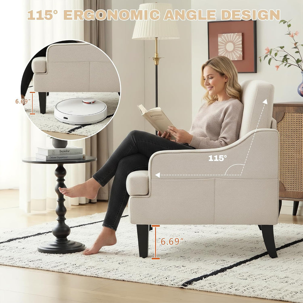 Accent Chair for Living Room,Mid-Century Arm Chair Fabric Living Room Chairs,...