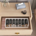 Belt Storage Organizer Box - 7 Grids Bamboo Belt Organizer for Closet | Wooden Belt Tie Hanger Racks for Men Women Drawer | Belt Display Holder Wall Mount with 2 Pcs Tie Clip (White)