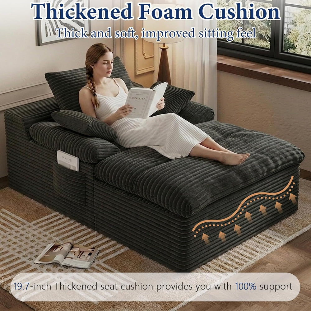 65" Chaise Lounge Chair Indoor, Oversized Chaise Lounge | No Assembly | ...