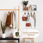 VIS'V 3 Prong Coat Hooks Wall Mount, Metal Self Adhesive Entryway Wall Hooks, 2 Mount Options, Bronze, 4 Pcs