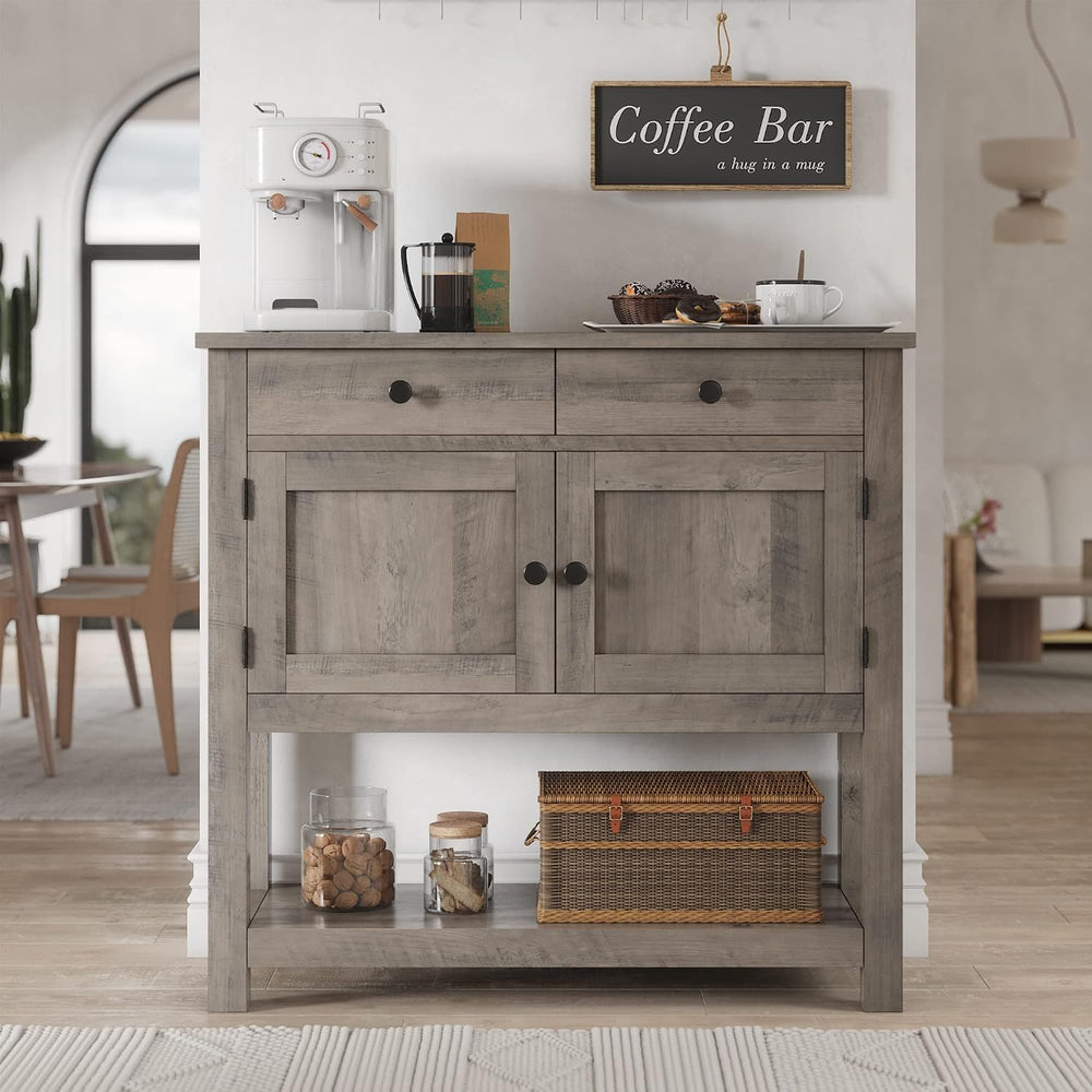 HOSTACK Farmhouse Console Table with Storage, 35"W Entryway Table, Ash Gray