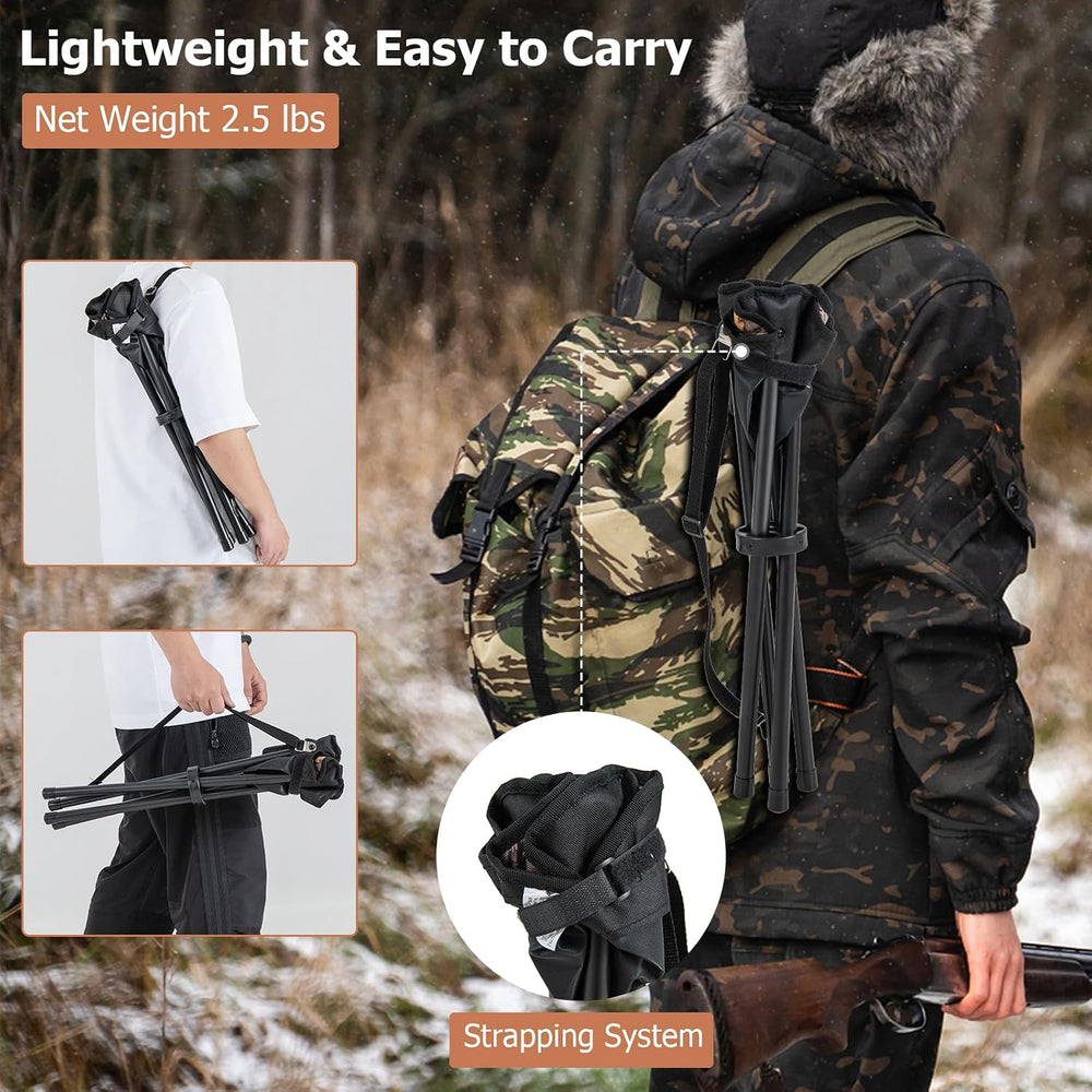 GYMAX 2 Pack Folding Stool, Portable Tripod Lightweight Hunting Stool with Sh...