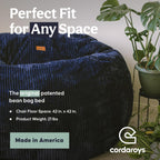 CordaRoy's Plush Bean Bag - Convertible Bean Bag Chair - Machine-Washable Plush Fabric Cover - for Basement, Living Room, Game Room, Dorm & More - Full Size - Indigo | Made in The USA