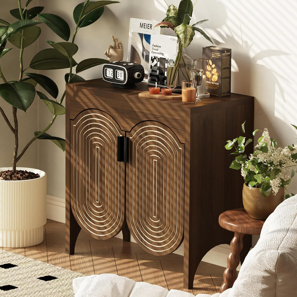 Fluted Sideboard Cabinet with Storage,Buffet Cabinet with Adjustable Shelves,...
