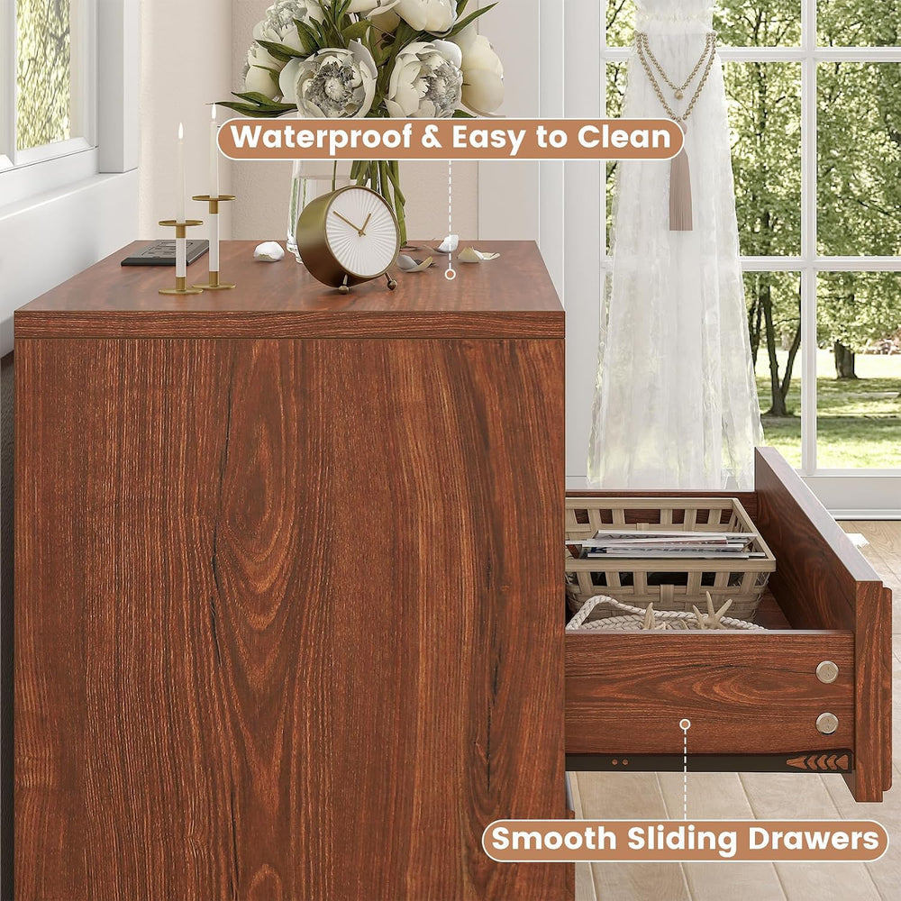 VVFLU Farmhouse Nightstand with Charging Station, 21.7" Wide End Table w...