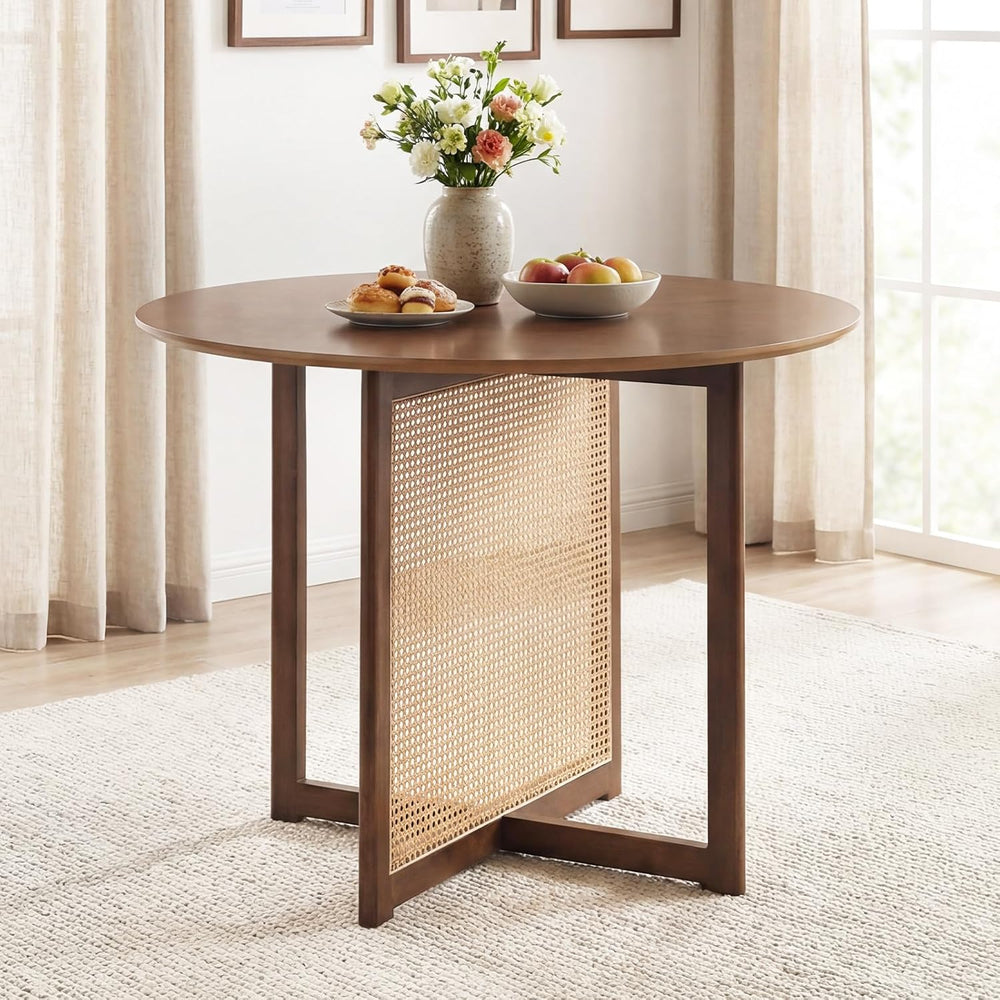 Giantex 37.5" Round Dining Table for 2-4, Farmhouse Kitchen Table with S...