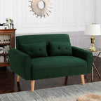 Shintenchi Small Modern Loveseat Couch Sofa, Mid Century Fabric Upholstered 2-Seat Sofa Couch Love Seats Furniture for Small Space,Living Room,Studio,Apartment with 2 Pillows,Green