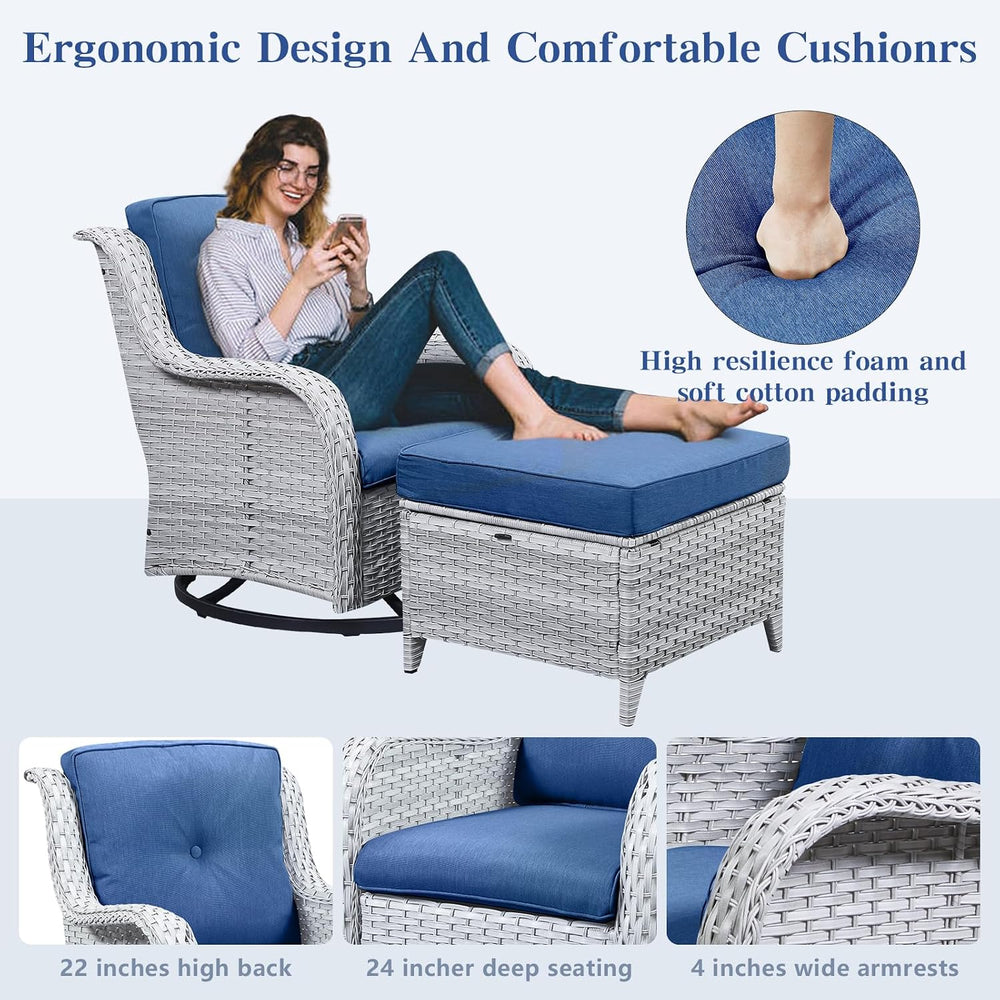 Belord Outdoor Furniture Ottoman Set of 2 Patio Seating Footstool All-Weather...