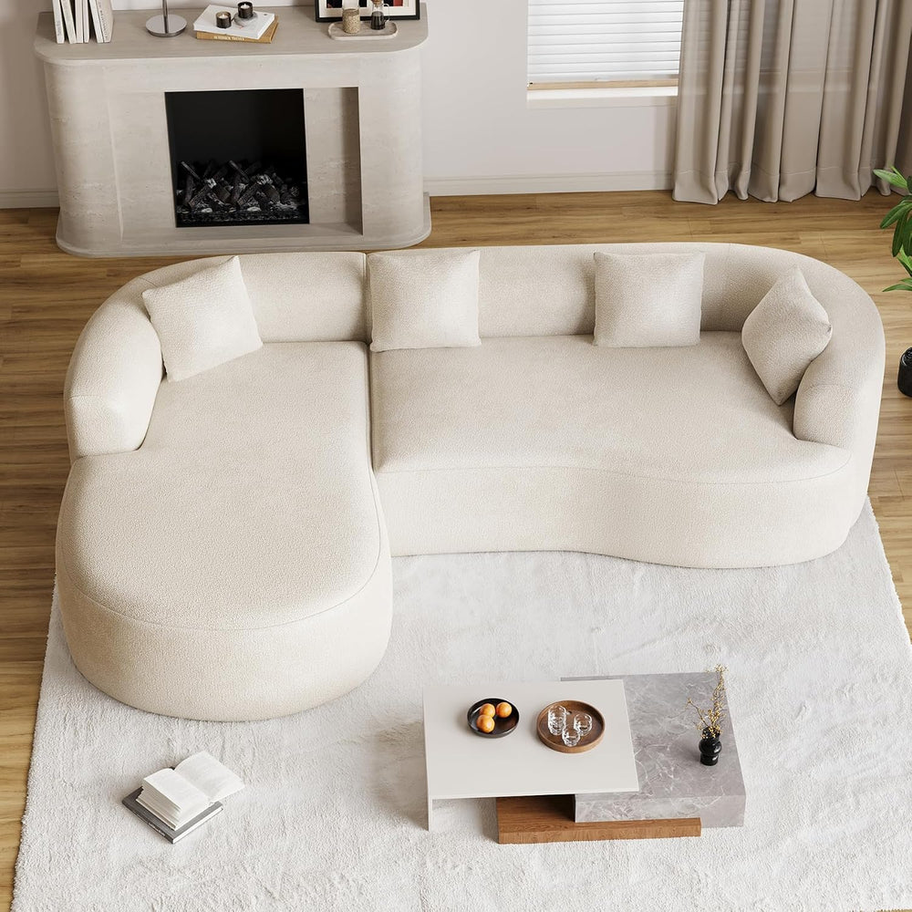 Luxury Modern Tight Curved Back Sofa, 111" Minimalist Style Comfy Couch ...
