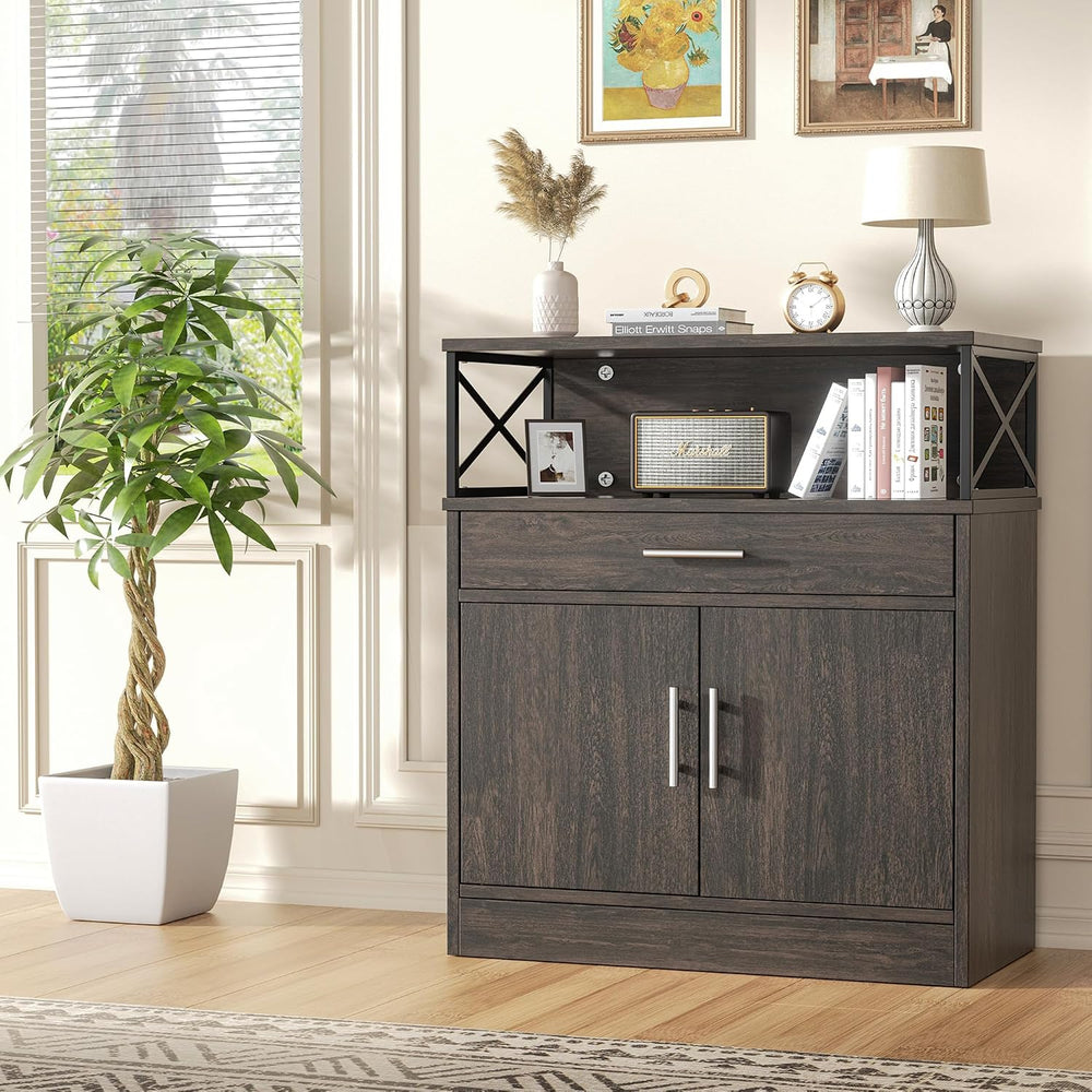 Shintenchi Kitchen Storage Cabinet with Adjustable Shelves and Drawers, Moder...