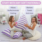 Butterfly Craze Stuffed Animal Storage Bean Bag Chair Cover - 861.64 L Purple Stripes - Extra-Large Floor Lounger & Toy Organizer - Bean Bag Chairs for Kids - Machine-Washable Canvas