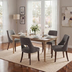 UVV Wooden Dining Chairs Set of 4, Mid Century Modern Upholstered Dining Room Chair Kitchen Chairs, Chenille Dinner Chair with Solid Wood Legs for Kitchen Dining Room, Dark Grey