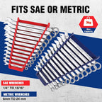 WORKPRO 4-Pack Magnetic Wrench Organizer, 12-Piece Wrench Holder Set for Tool Box Drawer Chest, SAE(1/4" - 15/16") and Metric(6 mm-24 mm)