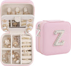 Birthday Gifts For Women, Initial Jewelry Box, Travel Jewelry Case, Gifts for Wife Girlfriend, Small Travel Jewelry Organizer, Gift for Girls, Graduation Gifts for Her, Bridesmaid Gifts
