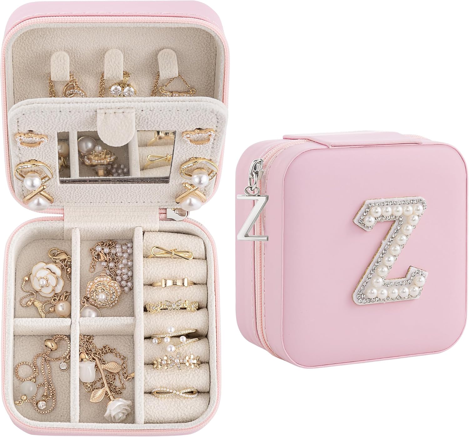 Birthday Gifts For Women, Initial Jewelry Box, Travel Jewelry Case, Gifts for Wife Girlfriend, Small Travel Jewelry Organizer, Gift for Girls, Graduation Gifts for Her, Bridesmaid Gifts