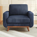 Vesgantti 38.5" Accent Chair Dark Blue, Comfy Corduroy Single Sofa Seat with Spring Cushion, Upholstered Armchair with Deep Seat, Reading Chair for Adults, Modern Sofa for Living Room, Bedroom