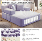 Avenix 70" Boneless Oversized Chaise Lounge Chair Indoor, Corduroy Comfy Oversized Reading Sleeper Chair Boneless Sofa Couch Bed with 3 Pillows, No Assembly Required, Purple