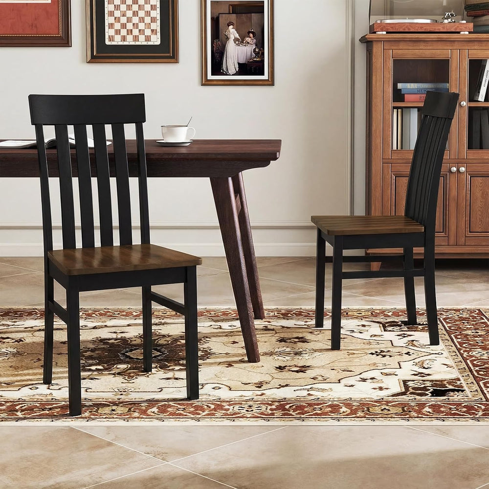 GIANTEX Wooden Dining Chairs Set of 4, Hollowed Backrest & Rubber Wood Se...