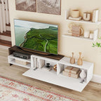 Tangkula White TV Stand with 2 Wall Shelves, Modern Entertainment Center for TVs up to 80 Inches, TV Cabinet with 2 Storage Compartments and Cabinet, Media Console Table for Living Room (White, 3 pcs)
