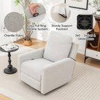 MINCETA Glider Recliner Chairs, Nursery Rocking Chairs, Gray | 360° Swivel Rocking Chairs with Metal Base, High Back Rocking Chair for Living Room, Chenille Fabric