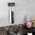 Toothbrush Holder Wall Mounted with Cover for Bathroom, 2 Slots Toothbrush Storage Organizer for Shower, Self Adhesive Toothbrush Hanger Rack for Dorm, Cabinet (Black)