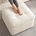 23.6in Pouf Ottoman, Corduroy Footstool Foot Rest Seating, Beige | Dual-layer support poofy pouf with soft chunk-foam top & firm foam base. Ideal floor foot stool & seating for living room