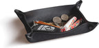 Main Street Forge Leather Valet Tray for Men – Rustic EDC Organizer for Keys, Phone & Wallet – Made in USA – Midnight Black