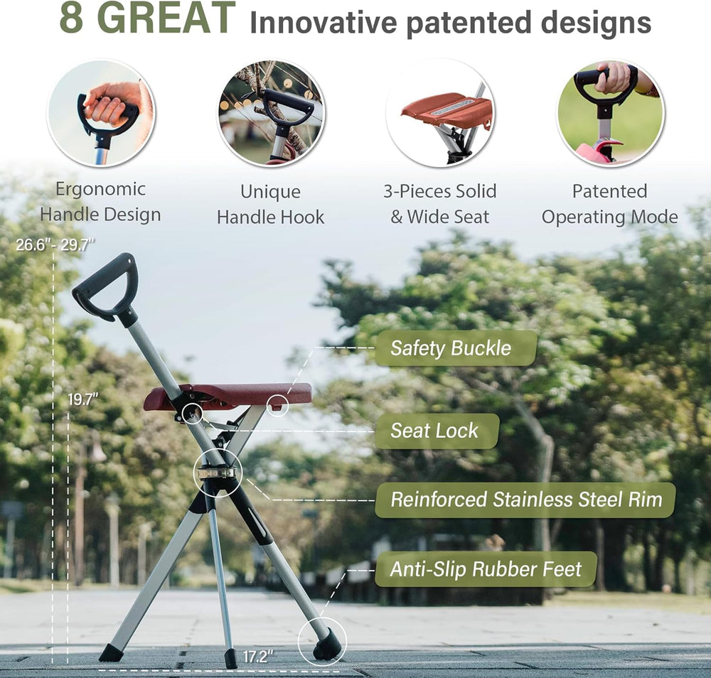 STEP2GOLD Ta-Da Chair Series 2- Portable Walking Stick, Cane with Seat, Folda...