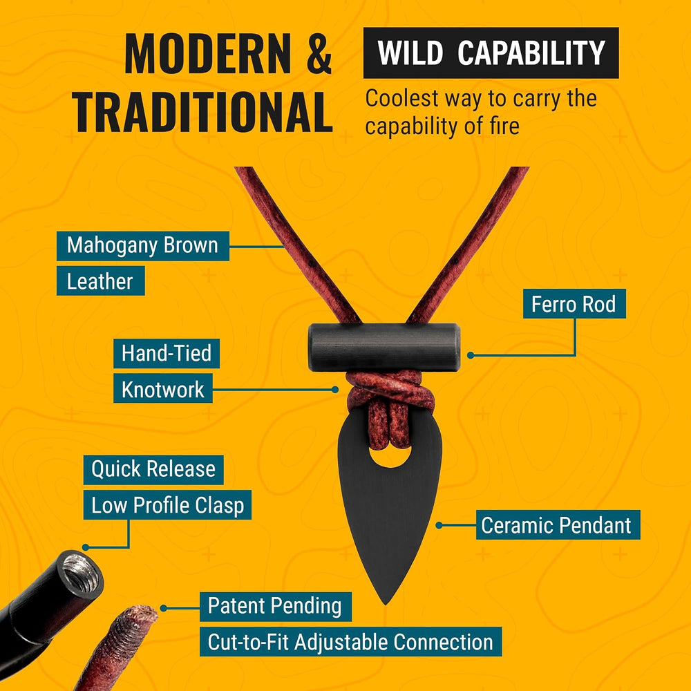 Wazoo Gear Spark Necklace™ Wearable Ferro Rod Firestarter