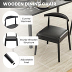 Farini Mid Century Modern Dining Chairs Set of 2, Solid Wood Frame Kitchen Chairs with PU Leather Upholstered Seat for Dining Room & Breakfast Nook,Black-Black