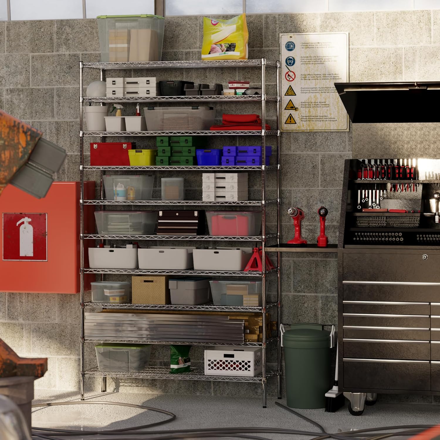 18" Deep x 54" Wide x 96" Height Wire Shelving Kit | 10-Tier | NSF Commercial Storage Rack Unit
