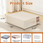 2 Pack Bed Sheet Closet Organizers and Storage,Sturdy Foldable Storage Containers with Window and Label,Storage and Organization for Bedding Sheets,Duvet Covers,Blankets (Beige)