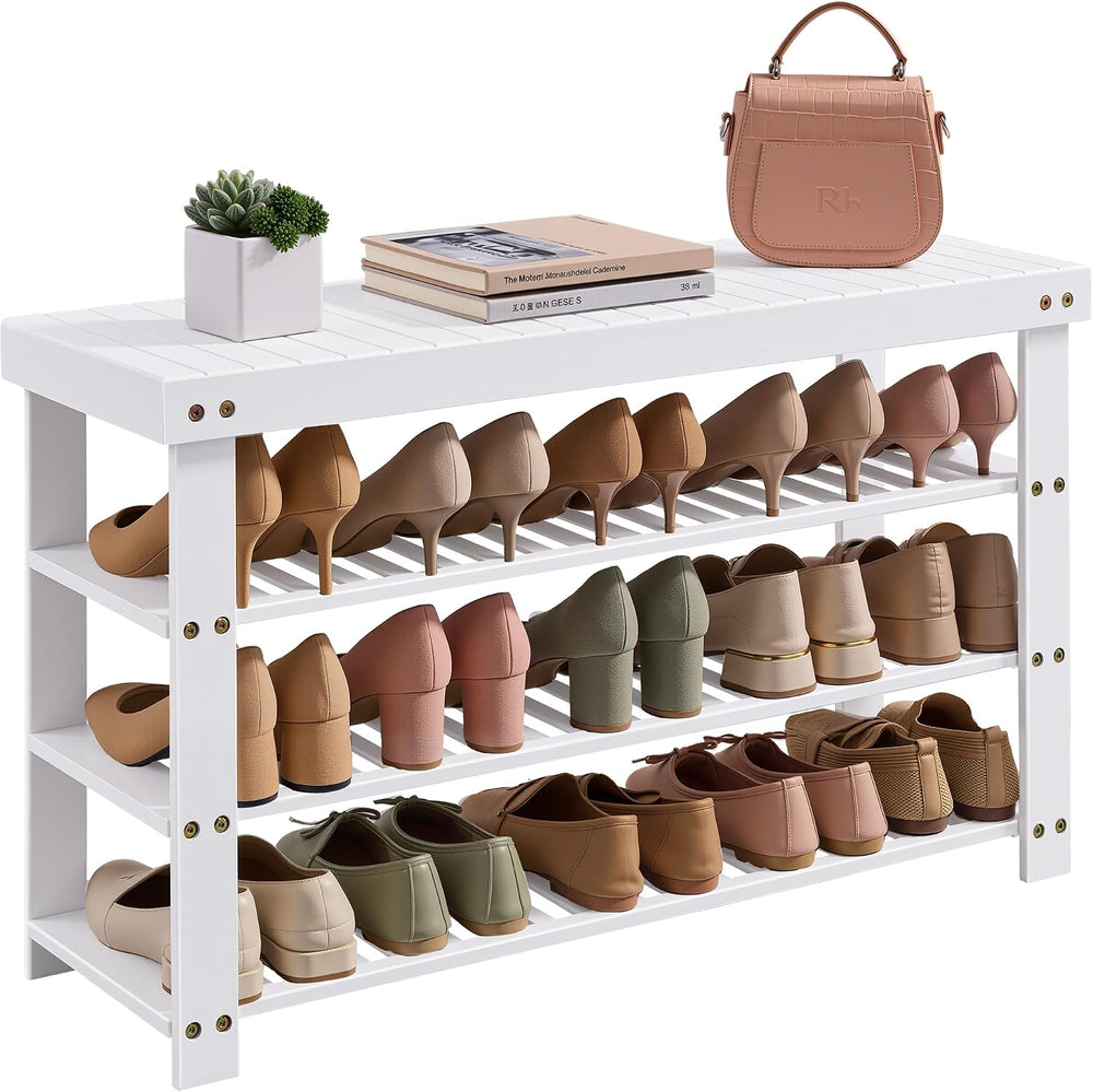 SONGMICS Bamboo Shoe Bench with Seat, 11.3 x 35.2 x 20.5 Inches | Entryway Or...