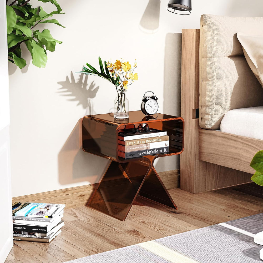 Acrylic Nightstand Side Table Modern Design Clear Home Decor Display End Tabl...