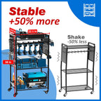 Large Power Tool Organizer Cart with Lockable Wheels | 4-Tier Organizer for Power Tools & Garage Storage, Mechanic Cart, Gift for Men, Dad, Husband