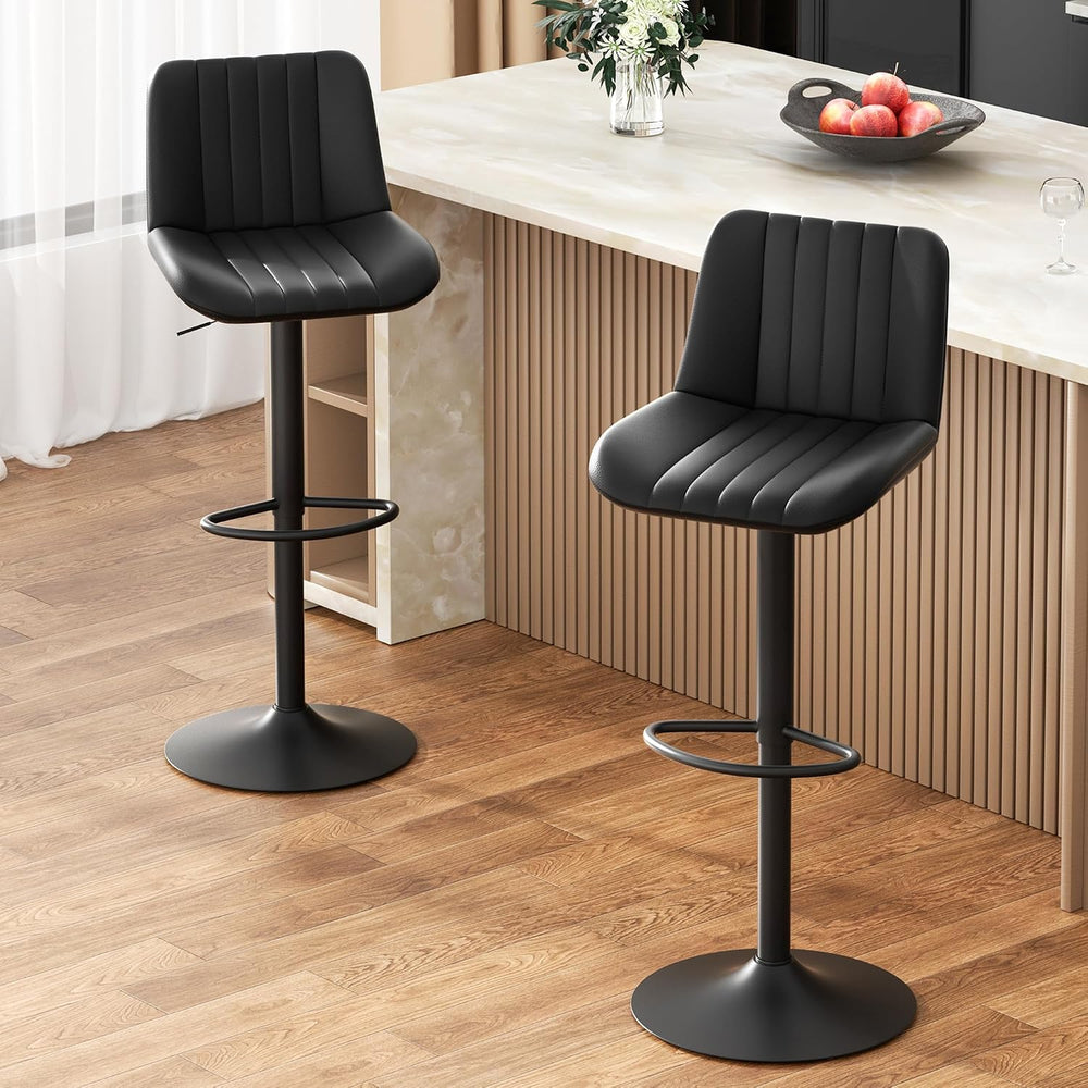 JAMFLY Modern Leather Bar Stools – Swivel & Height-Adjustable Bar Chairs ...
