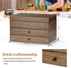 Meangood Jewelry Box Organizer for Women, 3 Layer Large Jewelry Storage Case, Rustic Wooden Jewelry Box with Mirror & Ring Tray for Necklace Earring Bracelets Rings, Vintage Style (Walnut)