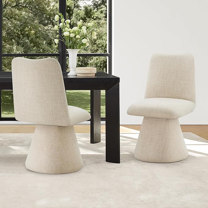 Swivel Dining Chairs Set of 2, Modern Upholstered Dining Chair Mid Century Ki...