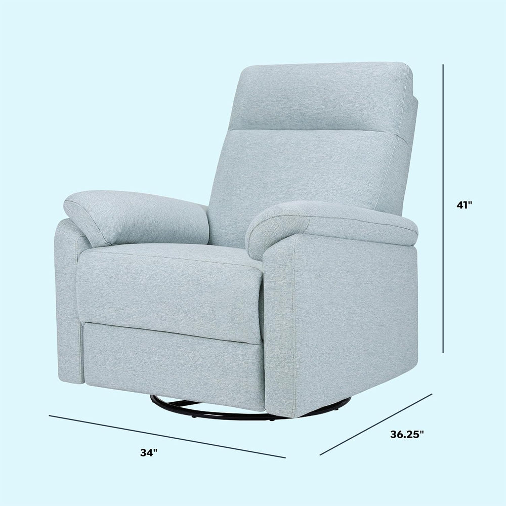 Davinci Suzy Electronic Swivel Recliner with USB Port in Heathered Blue, GREE...