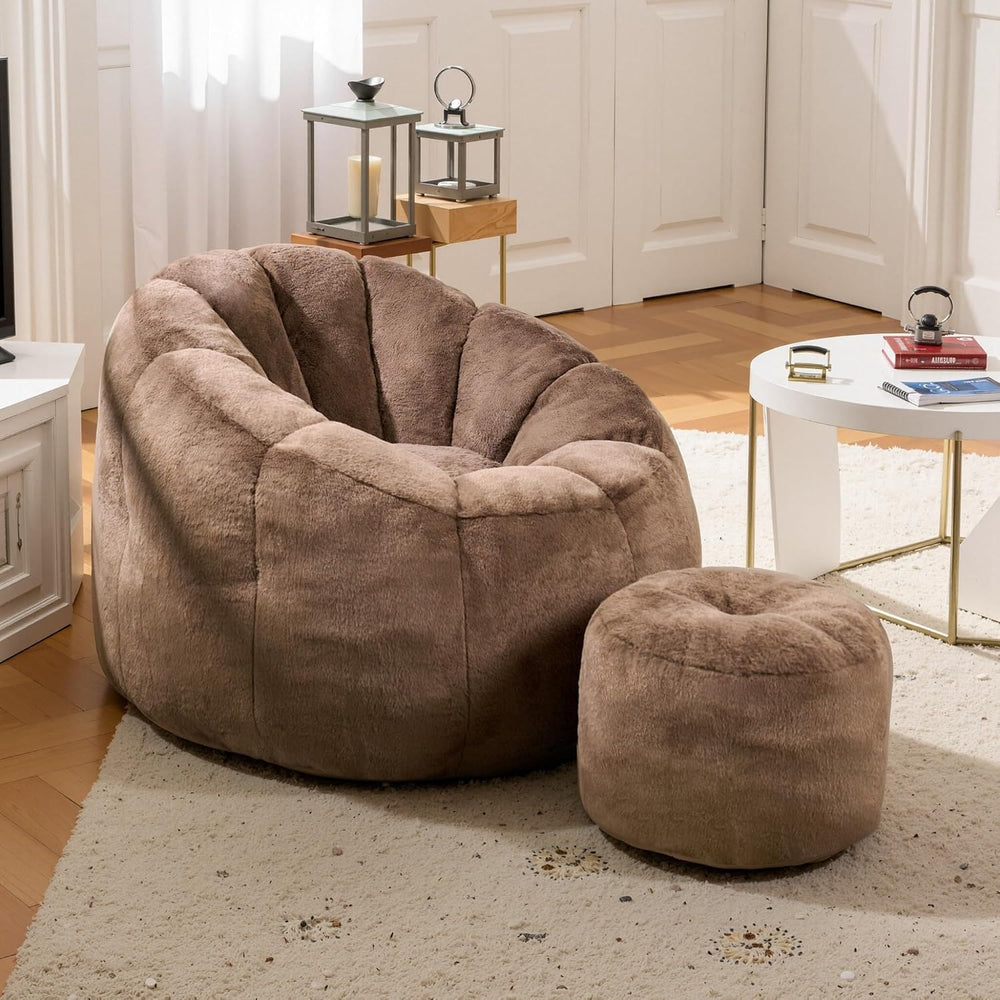 Bean Bag Chair, Bean Bag Chair with Ottoman, Stuffed Bean Bag Chairs with Fil...