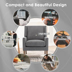 COLAMY Modern Wingback Living Room Chair, Upholstered Fabric Accent Armchair, Single Sofa Chair with Lounge Seat and Wood Legs for Bedroom/Office/Reading Spaces, Gery