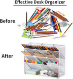Marbrasse Mesh Desk Organizer, Multi-Functional Pen Holder, Pen Organizer for desk, Desktop Stationary Organizer, Storage Rack for School Home Office Art Supplies (White - Mesh Pen Holder)