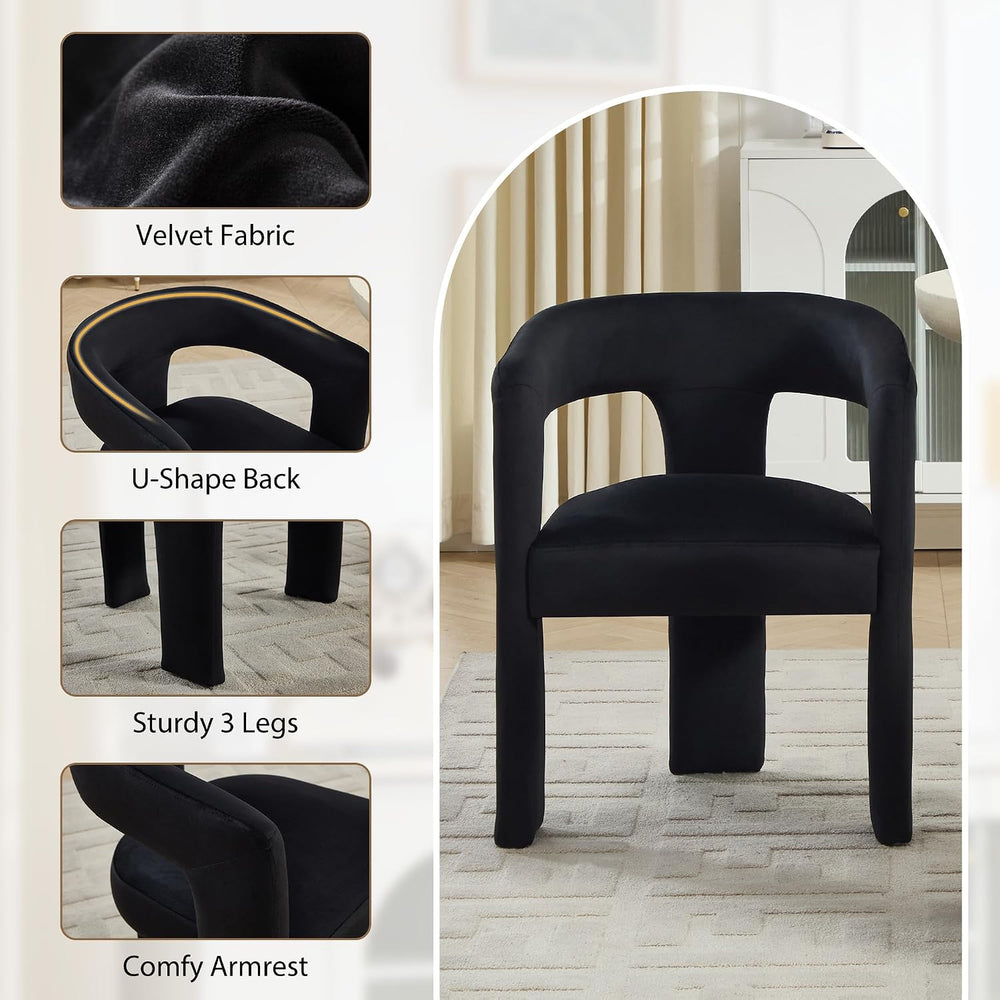 Modern Barrel Dining Chairs Set of 6, No Assembly Velvet Upholstered Dining R...