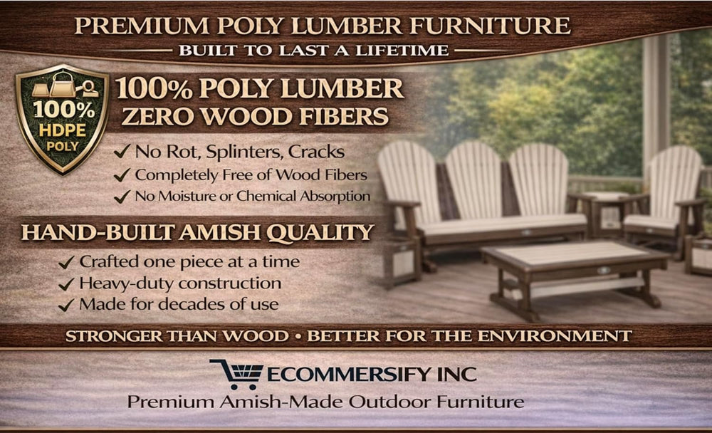 5 FT Cedar Amish-Made Porch Glider – 1000 lb Heavy-Duty Poly Lumber wood Roll...