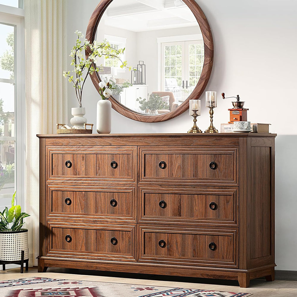 Joaxswe Bedroom Dresser and Nightstand Sets 4 Piece,Farmhouse Brown Dresser