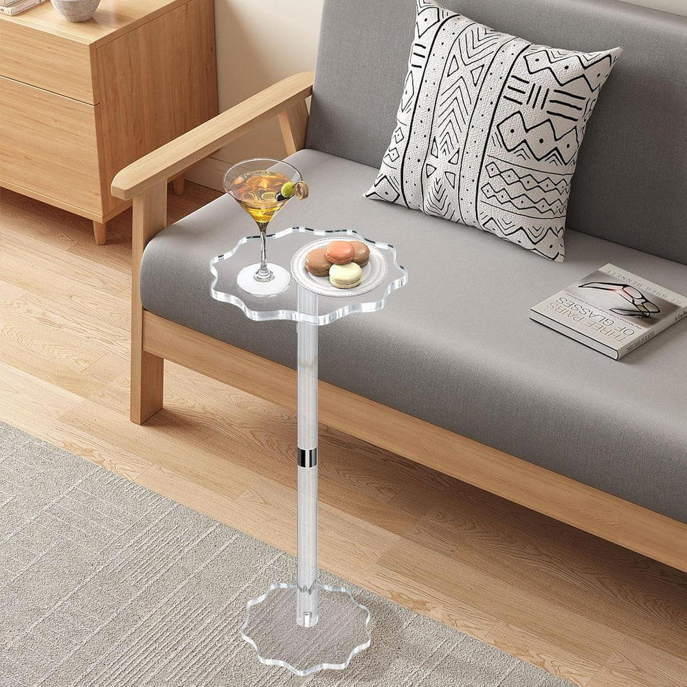 Drink Table, Acrylic Side Table, 10×10×20in Drink Tables for Small Spaces, Pl...