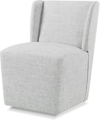 Upholstered Dining Chair with Casters Wingback Modern Side Armless Deskchair with Rollers for Diningroom Bedroom Livingroom Reading Room,Light Grey,1 Box